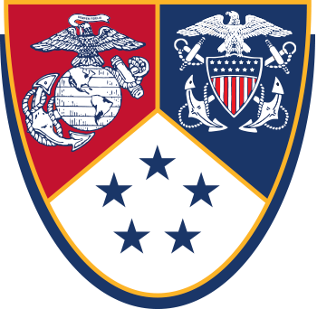 NROTC Shield Logo containing Marine, Navy and five star symbols