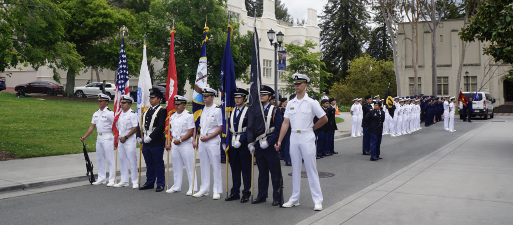 Midshipmen and Cadets gather for tri-service parade event